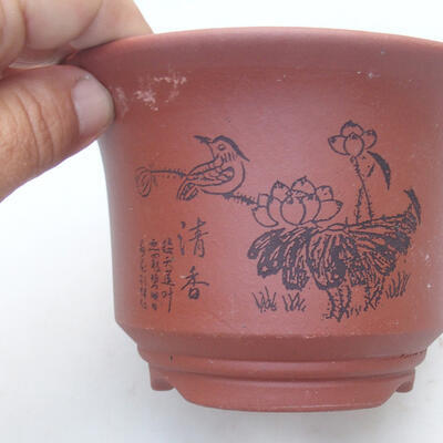 Ceramiczna miska bonsai 13,5 x 13,5 x 9 cm, kolor ceglany - 2