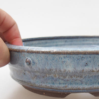 Ceramiczna miska bonsai - 18,5 x 18,5 x 5 cm, kolor niebieski - 2