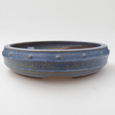 Ceramiczna miska bonsai - 23,5 x 23,5 x 5,5 cm, kolor niebieski - 2