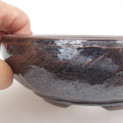 Ceramiczna miska bonsai - 15,5 x 15,5 x 5 cm, kolor niebiesko-czarny - 2