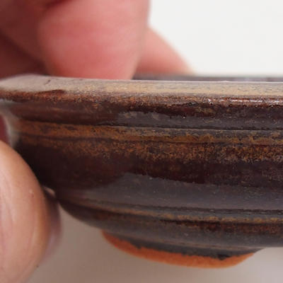 Ceramiczna miska bonsai 8 x 8 x 2 cm, kolor brązowy - 2