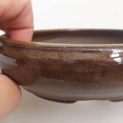 Ceramiczna miska bonsai 11,5 x 11,5 x 3,5 cm, kolor brązowy - 2