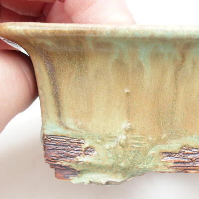 Ceramiczna miska bonsai 11 x 9 x 4,5 cm, kolor zielono-brązowy - 2