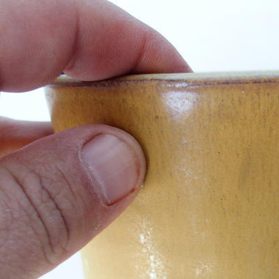 Ceramiczna miska bonsai 10,5 x 10,5 x 8 cm żółto-brązowy kolor - 2