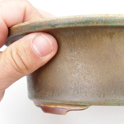 Ceramiczna miska bonsai 23 x 18,5 x 6,5 cm, kolor brązowo-zielony - 2