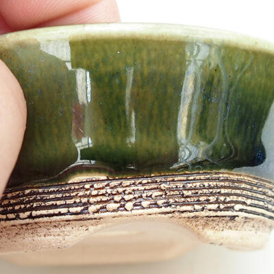 Ceramiczna miska bonsai 8,5 x 8,5 x 3,5 cm, kolor zielony - 2