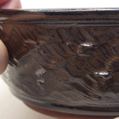 Ceramiczna miska bonsai 16 x 16 x 5,5 cm, kolor brązowy - 2