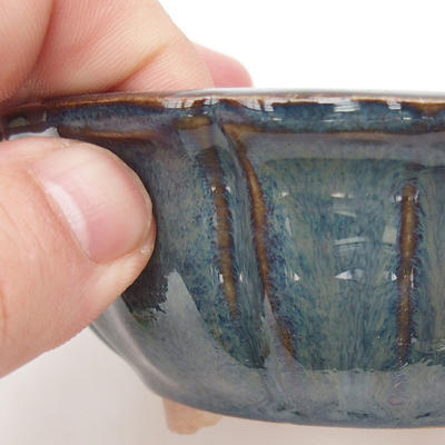 Ceramiczna miska bonsai 11,5 x 11,5 x 4,5 cm, kolor brązowo-niebieski - 2