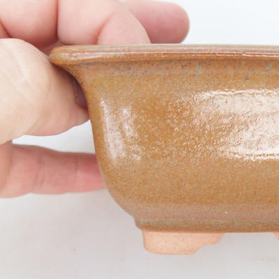 Ceramiczna miska bonsai 10 x 10 x 6 cm, kolor szaro-pomarańczowy - 2