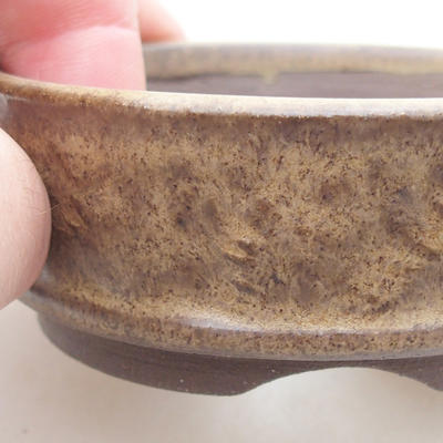 Ceramiczna miska bonsai 7,5 x 7,5 x 2,5 cm, kolor brązowy - 2