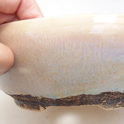 Ceramiczna miska bonsai 19,5 x 19,5 x 7,5 cm, kolor beżowy - 2
