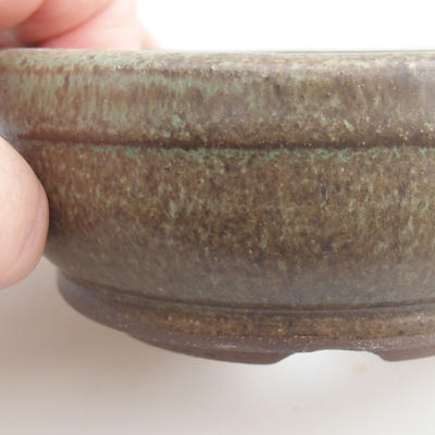 Ceramiczna miska bonsai - 10 x 10 x 4,5 cm, kolor brązowo-zielony - 2