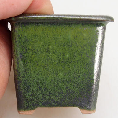 Ceramiczna miska bonsai 5,5 x 5,5 x 5,5 cm, kolor metaliczny zielony - 2