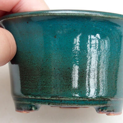 Ceramiczna miska bonsai 9 x 9 x 5 cm, kolor zielono-czarny - 2