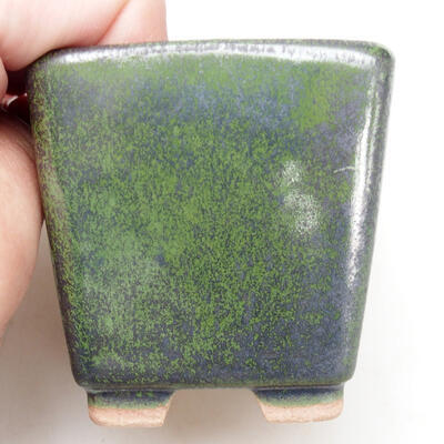 Ceramiczna miska bonsai 5,5 x 5,5 x 6 cm, kolor metaliczny zielony - 2