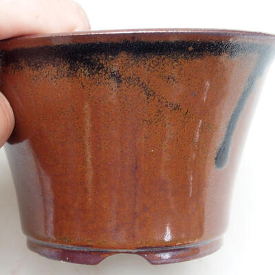 Ceramiczna miska bonsai 10,5 x 10,5 x 6,5 cm, kolor brązowo-czarny - 2