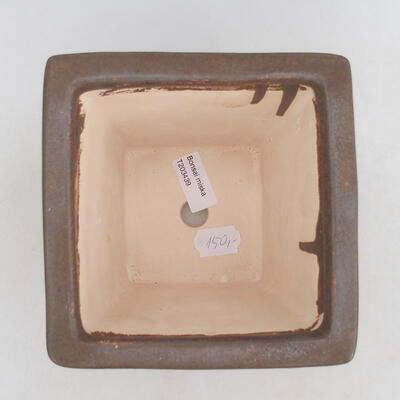 Ceramiczna miska bonsai 14,5 x 14,5 x 15,5 cm, kolor brązowy - 2