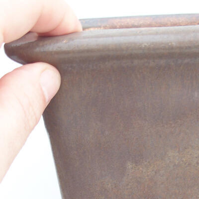 Ceramiczna miska bonsai 14,5 x 14,5 x 15,5 cm, kolor brązowy - 2