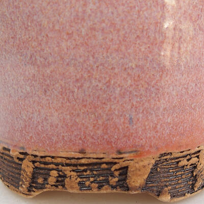 Ceramiczna miska bonsai 8,5 x 8,5 x 10,5 cm, kolor brązowo-różowy - 2