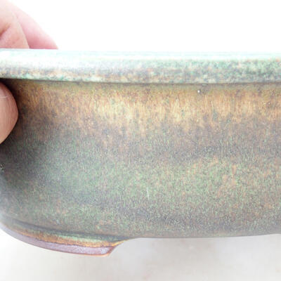Ceramiczna miska bonsai 25 x 21,5 x 8 cm, kolor zielono-brązowy - 2