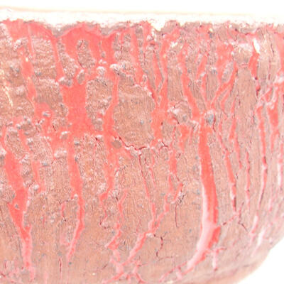 Ceramiczna miska bonsai 18,5 x 18,5 x 7,5 cm, kolor spękany czerwony - 2