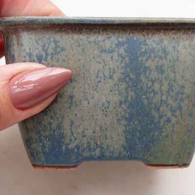 Ceramiczna miska bonsai 8 x 8 x 5,5 cm, kolor niebiesko-brązowy - 2