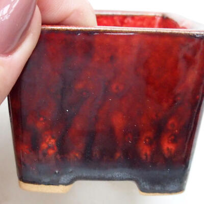 Ceramiczna miska bonsai 6 x 6 x 4,5 cm, kolor czerwono-czarny - 2