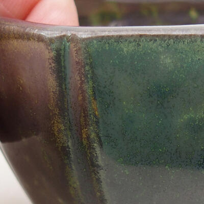 Ceramiczna miska bonsai 7 x 7 x 5,5 cm, kolor zielony - 2