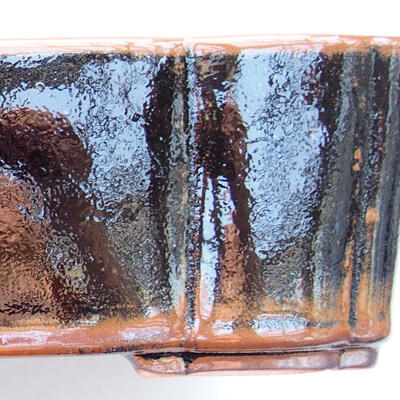 Ceramiczna miska bonsai 20 x 16,5 x 6,5 cm, kolor brązowo-czarny - 2