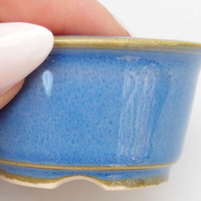 Ceramiczna miska bonsai 4 x 4 x 2,5 cm, kolor niebieski - 2