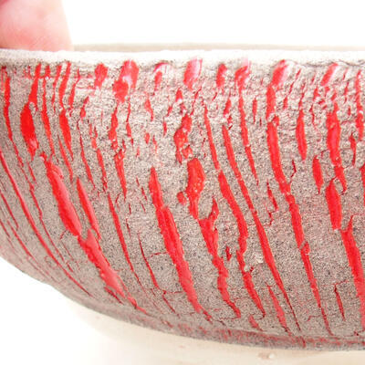 Ceramiczna miska bonsai 13 x 13 x 6 cm, kolor czerwony - 2