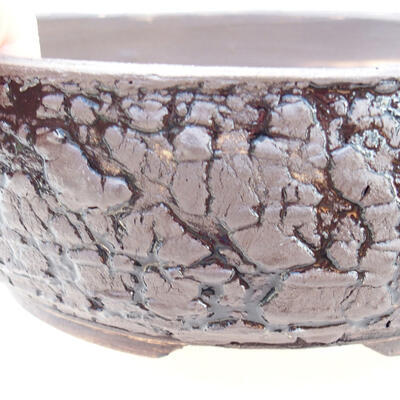 Ceramiczna miska bonsai 19 x 19 x 6,5 cm, kolor szaro-czarny - 2