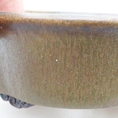 Ceramiczna miska bonsai 14 x 13 x 5 cm, kolor zielono-brązowy - 2