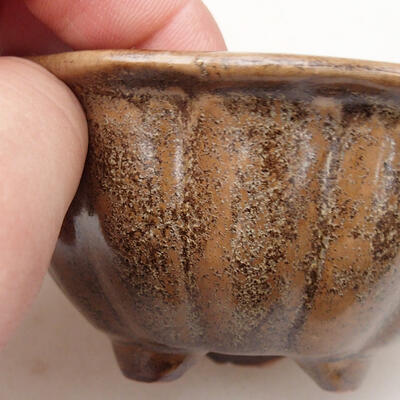 Ceramiczna miska bonsai 7,5 x 7,5 x 4 cm, kolor brązowy - 2