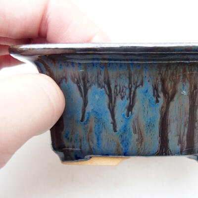 Ceramiczna miska bonsai 11 x 9 x 4,5 cm, kolor niebiesko-czarny - 2