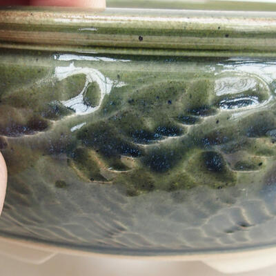 Ceramiczna miska bonsai 18,5 x 18,5 x 7 cm, kolor zielony - 2