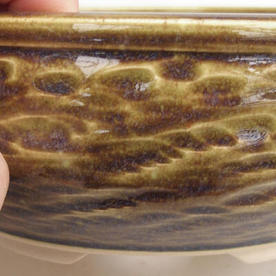Ceramiczna miska bonsai 18 x 18 x 7 cm, kolor zielono-brązowy - 2