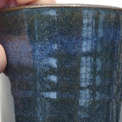 Ceramiczna miska bonsai 8 x 8 x 10,5 cm, kolor niebiesko-zielony - 2