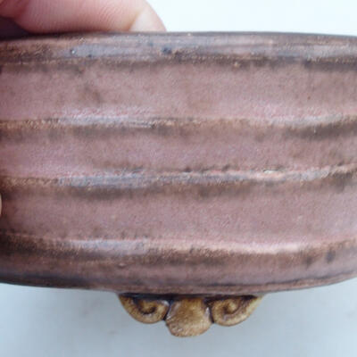 Ceramiczna miska bonsai 11 x 9 x 5 cm, kolor różowo-brązowy - 2