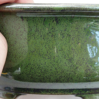 Ceramiczna miska bonsai 11 x 8,5 x 5,5 cm, kolor zielono-metalowy - 2