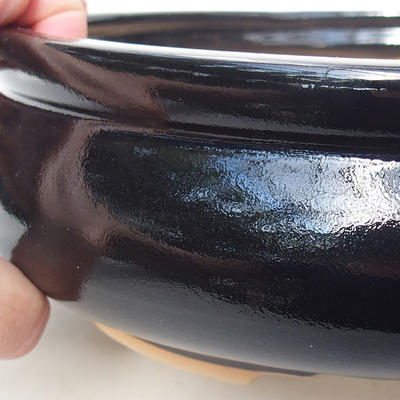 Ceramiczna miska bonsai H 21-23 x 23 x 7 cm, czarny połysk - 2