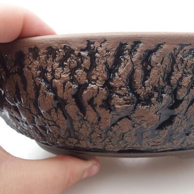 Ceramiczna miska do bonsai 22 x 22 x 6,5 cm, kolor spękany - 2