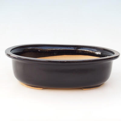 Misa ceramiczna + spodek H54 - miska 35 x 28 x 9,5 cm spodek 36 x 29 x 2 cm, czarny połysk - 2