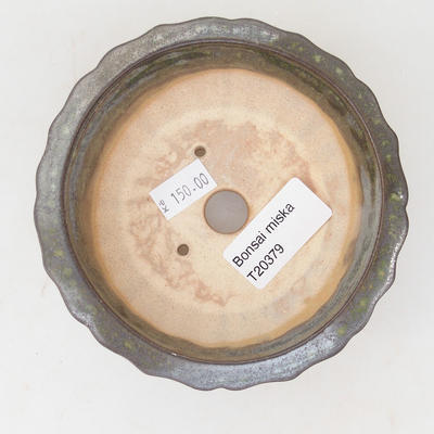 Ceramiczna miska bonsai 11,5 x 11,5 x 4,5 cm, kolor szaro-zielony - 3