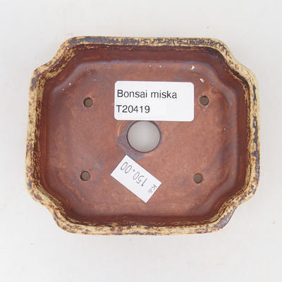 Ceramiczna miska bonsai 10,5 x 8,5 x 2,5 cm, kolor brązowo-żółty - 3