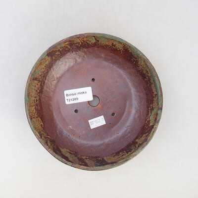 Ceramiczna miska bonsai 17 x 17 x 4,5 cm, kolor brązowo-zielony - 3