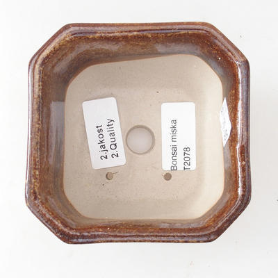 Ceramiczna miska bonsai 10 x 10 x 6,5 cm, kolor brązowy - 2. jakość - 3