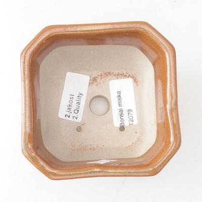 Ceramiczna miska bonsai 10 x 10 x 6,5 cm, kolor brązowo-pomarańczowy - 2. jakość - 3