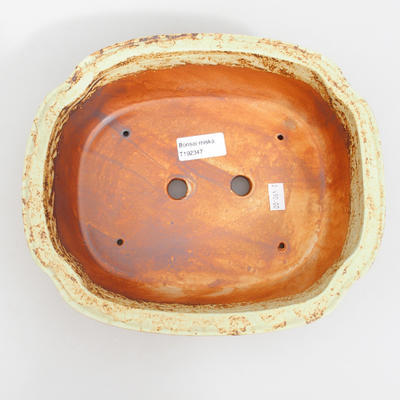 Ceramiczna miska bonsai 25 x 21 x 7,5 cm, kolor brązowo-żółty - 3