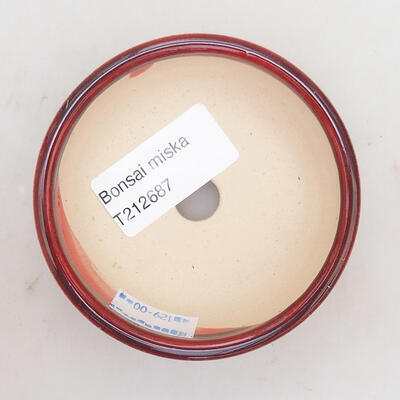 Ceramiczna miska bonsai 7,5 x 7,5 x 3 cm, kolor czerwony - 3